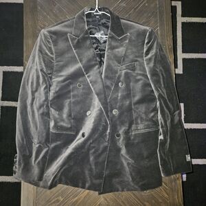 Express Men's Velvet Double-Breasted Blazer - Black